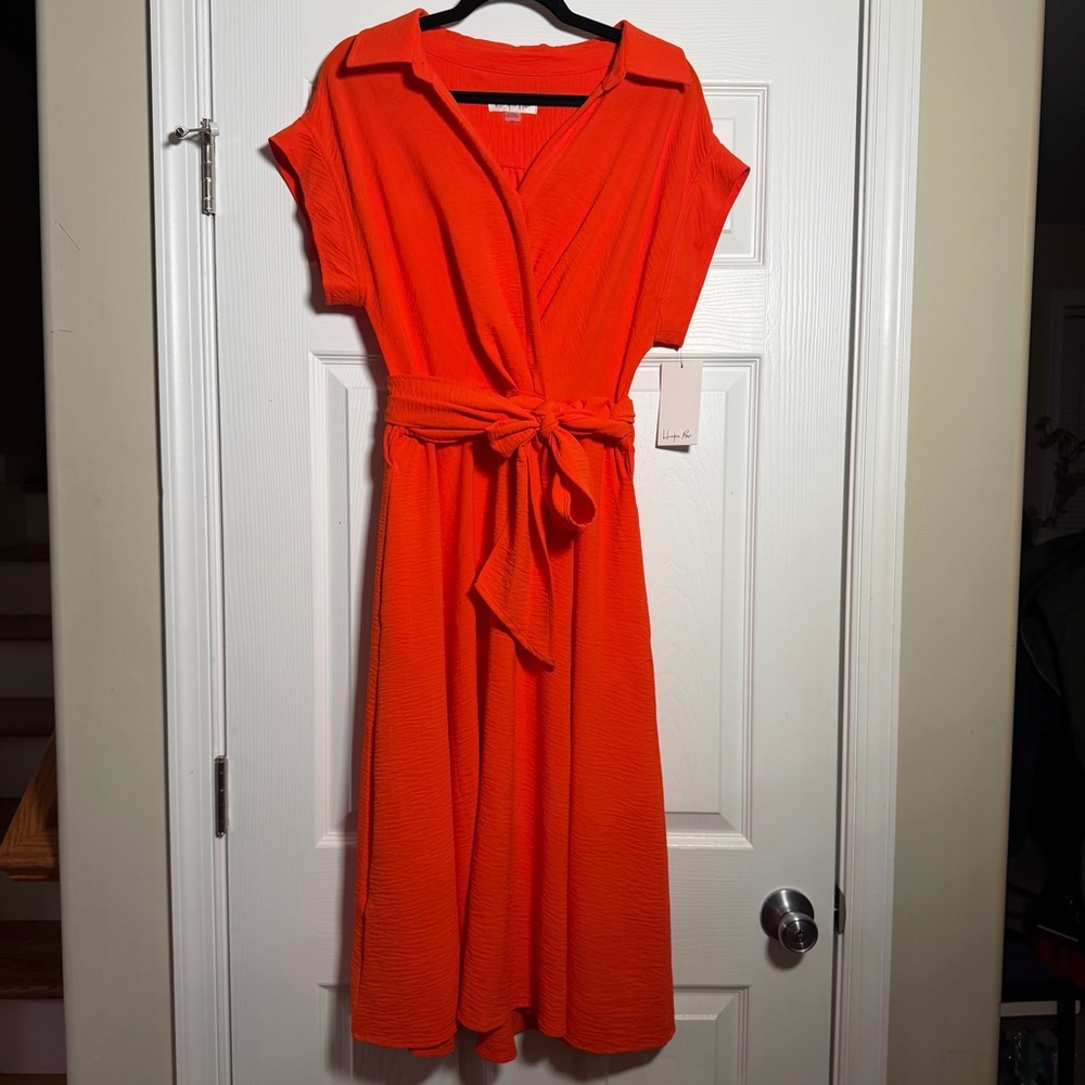 Harper Vibrant Orange Midi Dress